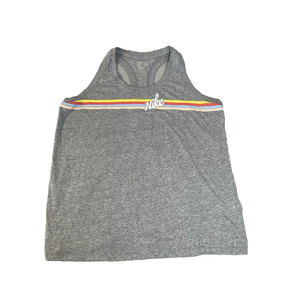 Nike Grey‎ Core Stripe Tank Top Retro-Style Women's Size XL  Racerback